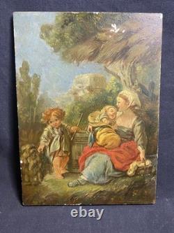 Huile sur bois du XIXème d'après un tableau de François Boucher du XVIIIème