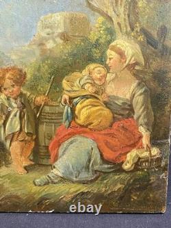 Huile sur bois du XIXème d'après un tableau de François Boucher du XVIIIème
