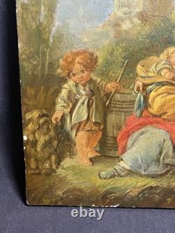 Huile sur bois du XIXème d'après un tableau de François Boucher du XVIIIème