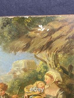 Huile sur bois du XIXème d'après un tableau de François Boucher du XVIIIème
