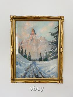 Huile sur bois paysage de montagne Samoens A identifier (L Quénard) Début XXe