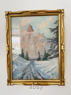 Huile sur bois paysage de montagne Samoens A identifier (L Quénard) Début XXe