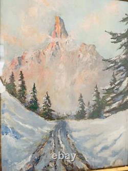 Huile sur bois paysage de montagne Samoens A identifier (L Quénard) Début XXe