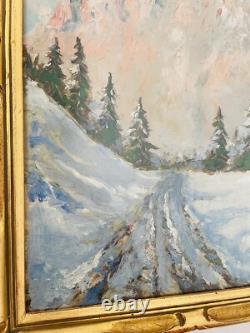 Huile sur bois paysage de montagne Samoens A identifier (L Quénard) Début XXe