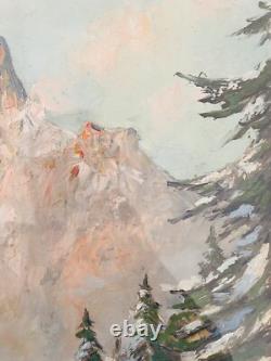 Huile sur bois paysage de montagne Samoens A identifier (L Quénard) Début XXe