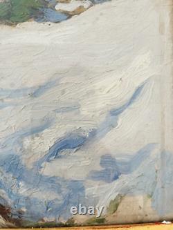 Huile sur bois paysage de montagne Samoens A identifier (L Quénard) Début XXe