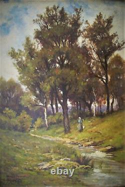Huile sur bois paysage signé A. Dautrebande peintre Belge XIXème