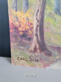 Huile sur bois paysage signée Carl SIM