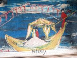 Huile sur carton fort par Poucette (1935-2006)