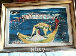 Huile sur carton fort par Poucette (1935-2006)