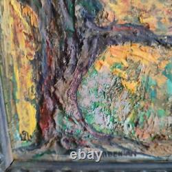 Huile sur isorel A KARABEKIAN Paysage de sous bois cadre bois doré daté 2001