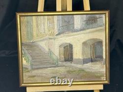 Huile sur panneau 1912 Hospice des Vieillards de Menton Peinture ancienne