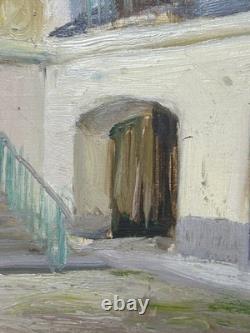 Huile sur panneau 1912 Hospice des Vieillards de Menton Peinture ancienne