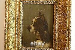 Huile sur panneau bois XIXème Portrait chien Jules Chardigny 1842-1892-REF 180