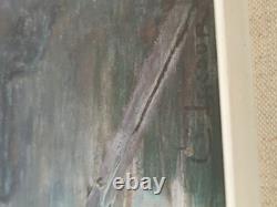 Huile sur panneau bois scène fluviale école Lyon Charles Lacour quai Rambaud