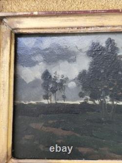 Huile sur panneau de bois attribué Jean Jacques Henner paysage nocturne