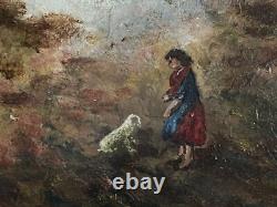 Huile sur panneau scene animés sous bois clair obscur signé Herbold
