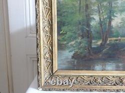 Huile sur toile anonyme Sous bois à la bergère école française Barbizon XIXèm