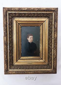 Intéressante peinture à l'huile sur bois XIXe cadre Barbizon signée A Frebourg