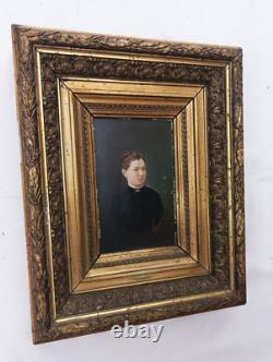 Intéressante peinture à l'huile sur bois XIXe cadre Barbizon signée A Frebourg