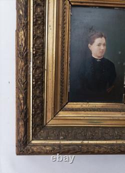 Intéressante peinture à l'huile sur bois XIXe cadre Barbizon signée A Frebourg