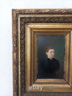 Intéressante peinture à l'huile sur bois XIXe cadre Barbizon signée A Frebourg