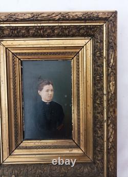 Intéressante peinture à l'huile sur bois XIXe cadre Barbizon signée A Frebourg