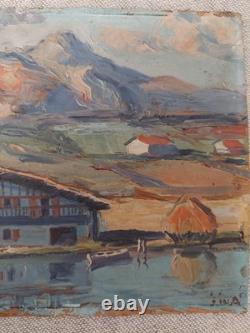 JIVA Robert William Jivanovitch 1907- 1974 Huile / Bois No BIARRITZ pays Basque
