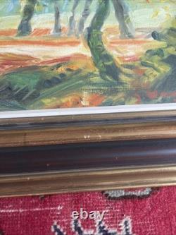 J CLAUZEL Sous-bois En Automne Huile Sur Toile Originale Signée Fauve B E Rare