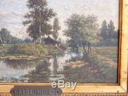 Jan Van Lokhorst, l'Ile, Environs d'Utrecht, Huile Sur Bois Et Cadre Doré XIX èm