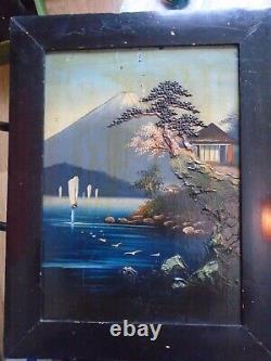 Japon Edo. 1830.2 Huiles/bois. Laque. Mont Fuji