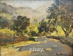 Jean Allegre (1857 1934) Huile Sur Bois Paysage situè a Royat