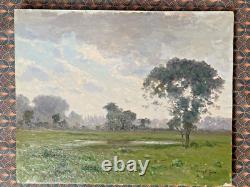 Jean Dufau Huile sur bois Valllée de la Benauge Signé Daté 1908