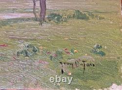 Jean Dufau Huile sur bois Valllée de la Benauge Signé Daté 1908