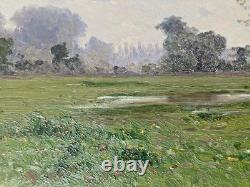 Jean Dufau Huile sur bois Valllée de la Benauge Signé Daté 1908