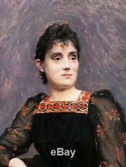 Jean Joseph WEERTS tableau portrait femme peintre ROUBAIX belge Napoléon III