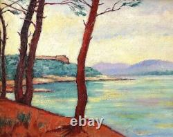 Jean Lubet, Saint-Tropez, Var, tableau, paysage, mer, plage, France, symbolisme