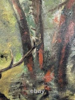 Jean-Pierre PESSOT (1965) huile sur panneau à l'orée du bois cerf chasse