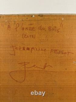 Jean-Pierre PESSOT (1965) huile sur panneau à l'orée du bois cerf chasse