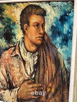 Jenabre = Ramon Jou Senabre Jeune Homme Peinture huile sur panneau de bois
