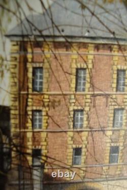 Jolie huile signée LE VIEUX MOULIN CHARLEVILLE MEZIERES Arthur Rimbaud ARDENNES