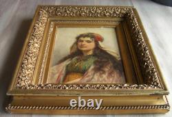 José Sibert huile sur panneau portrait de jeune femme orientalisme