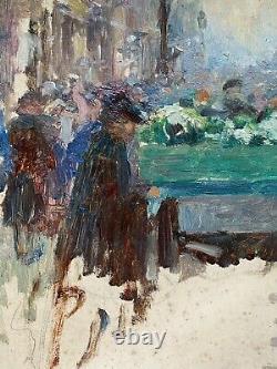 Jules Adler (1865-1952) Au Faubourg Saint Denis (tableau impressionniste) 1895