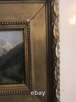 Jules ROZIER (1821-1882) Paysage de montagne animé huile sur bois encadré