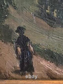Jules ROZIER (1821-1882) Paysage de montagne animé huile sur bois encadré