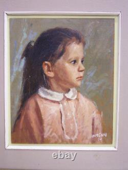 Kinderpotrait/Fille Portrait Huile sur Bois Signature Bergami Italie (19)