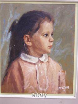 Kinderpotrait/Fille Portrait Huile sur Bois Signature Bergami Italie (19)