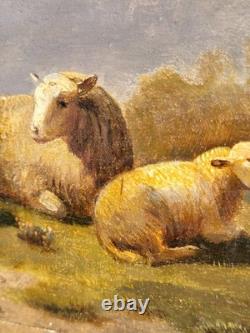 LAMBERT GERARDTS. Moutons au Pâturage. 2 Peintures huile sur panneau de bois