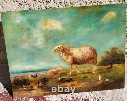 LAMBERT GERARDTS. Moutons au Pâturage. 2 Peintures huile sur panneau de bois