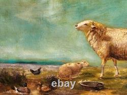 LAMBERT GERARDTS. Moutons au Pâturage. 2 Peintures huile sur panneau de bois